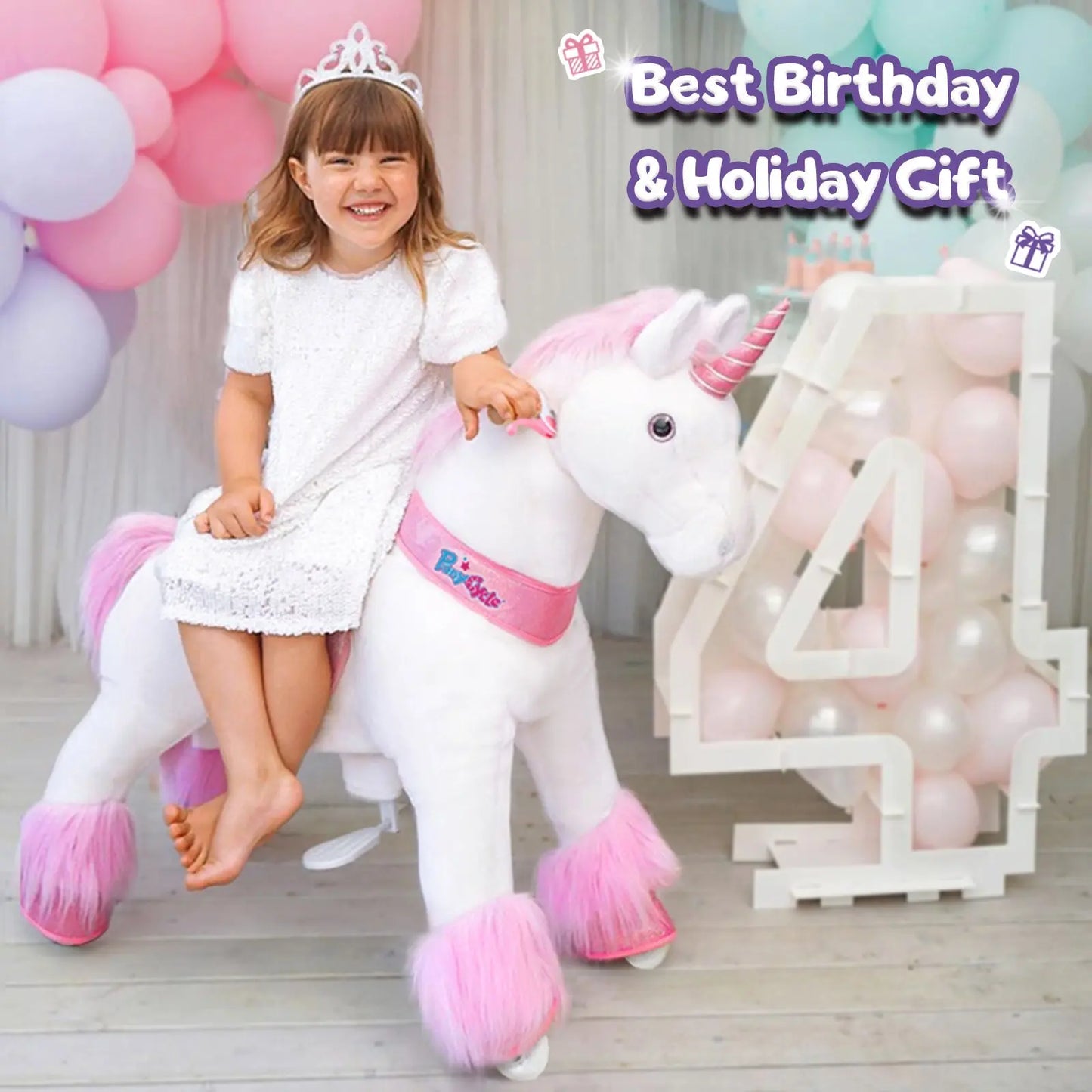 Ride-on Unicorn Age 3-4 Pink(UK&EU in Stock)-1