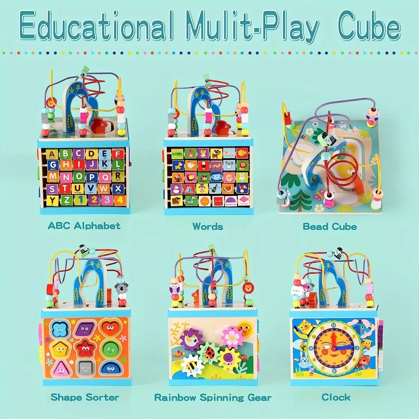 Wooden Activity Cube Educational Toy for Toddlers-1