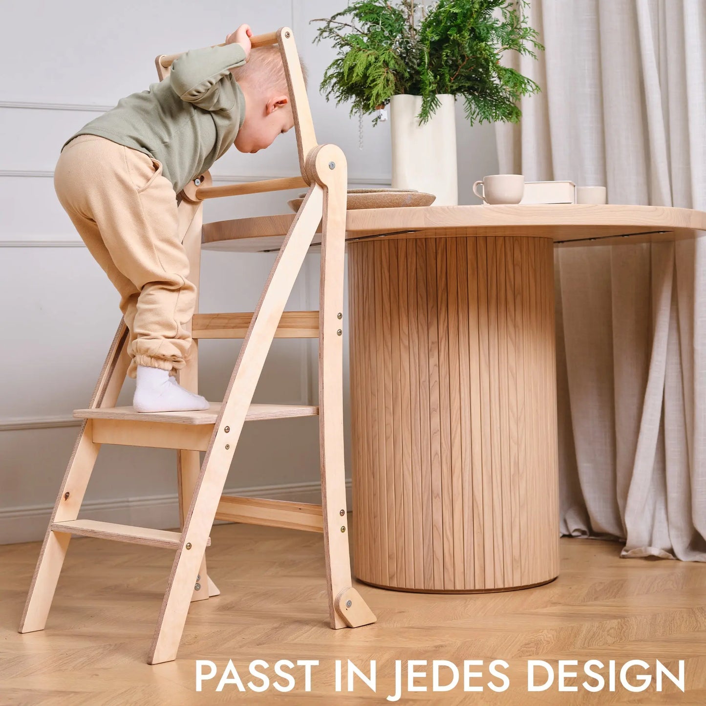 Holz Lernleiter Montessori: Hocker für Kinder - Beige-3