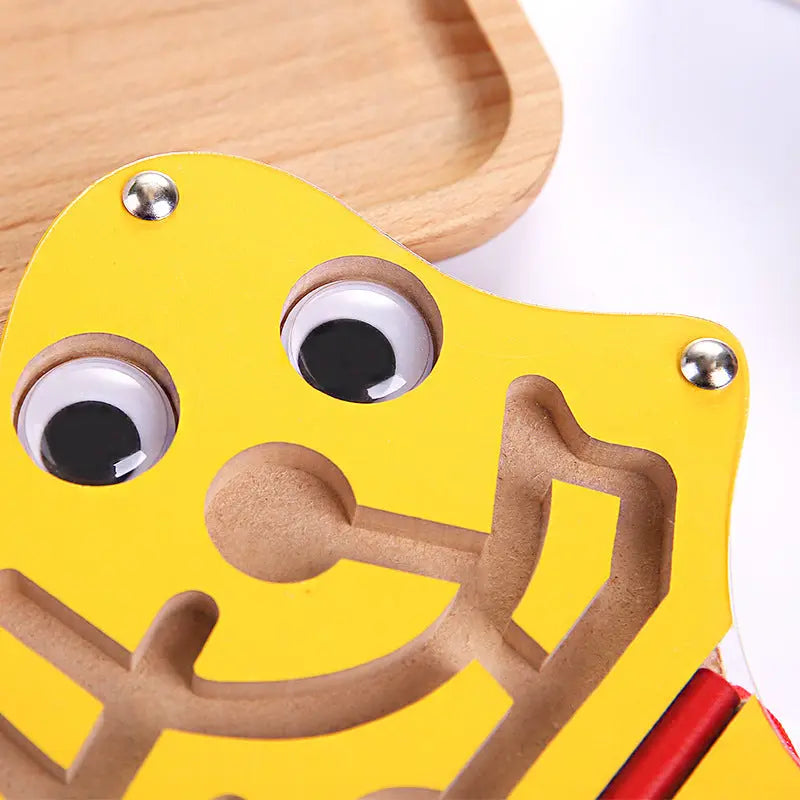 Magnetic Pen Ball Maze Animal Track Educational Wooden Toy-4