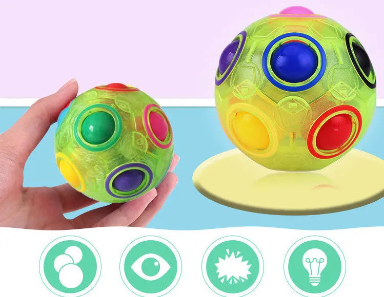 Stress-Relieving Rainbow Ball Puzzle Cube for Kids-0