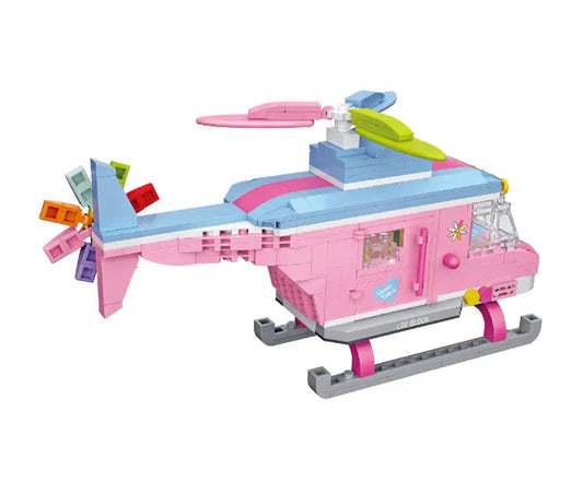 Pink Helicopter Building Block Puzzle Toy-0