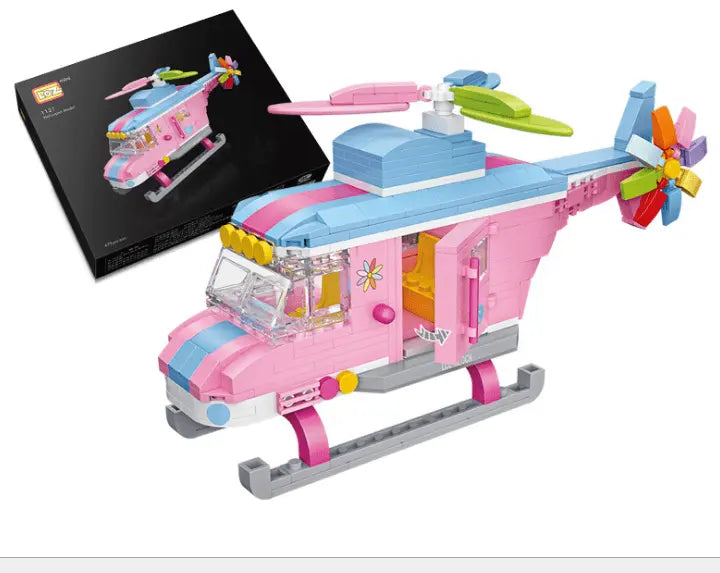 Pink Helicopter Building Block Puzzle Toy-3