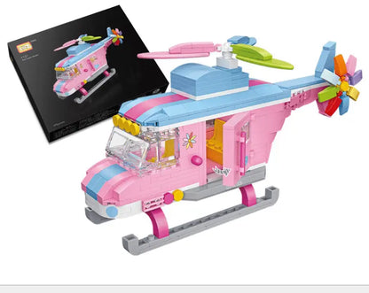 Pink Helicopter Building Block Puzzle Toy-3