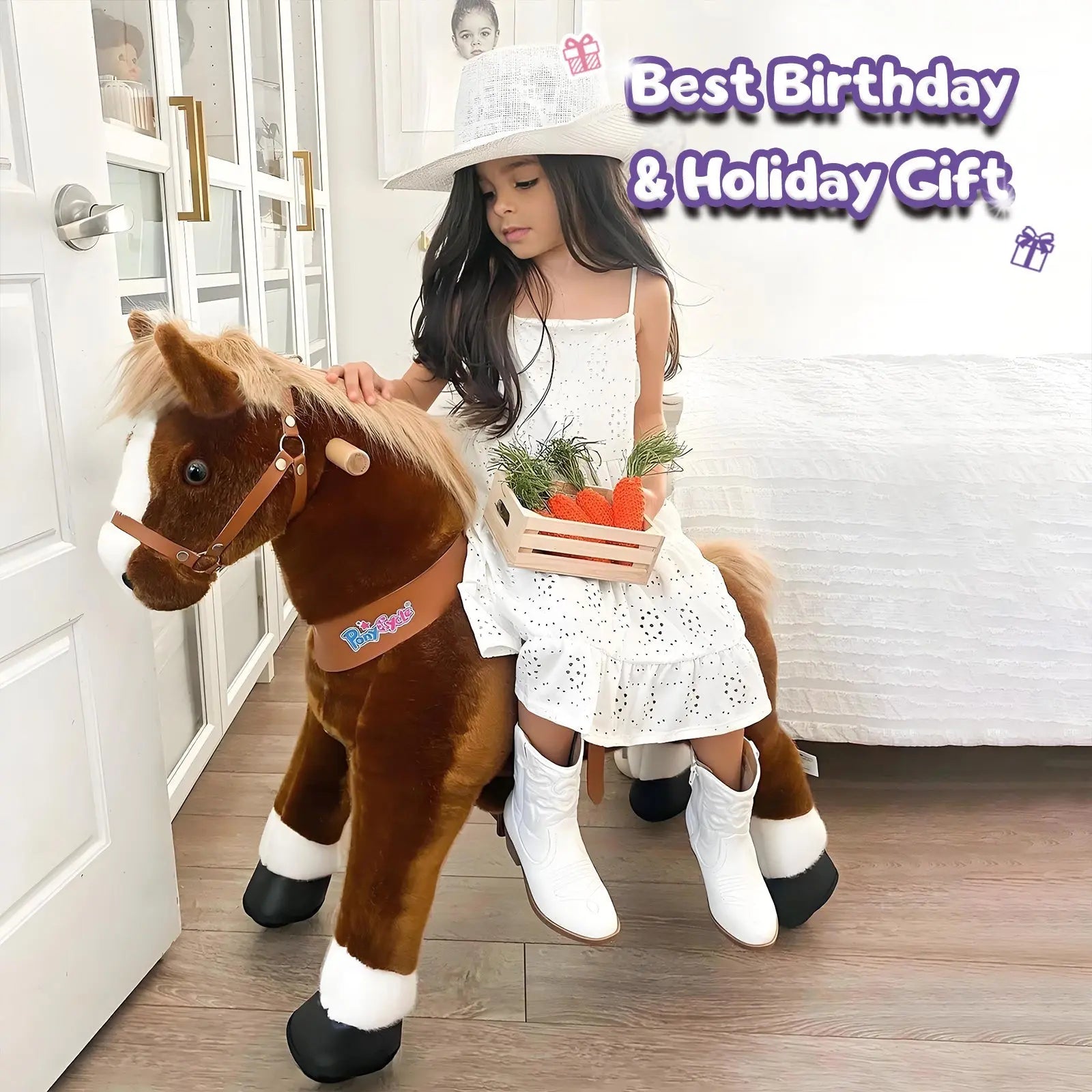 Ride-on pony toy Age 4-7 Brown（UK&EU in Stock）-1