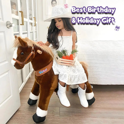 Ride-on pony toy Age 4-7 Brown（UK&EU in Stock）-1