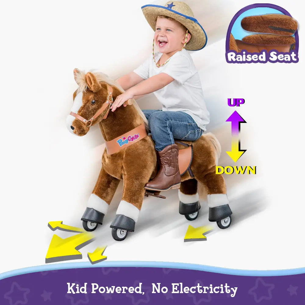 Ride-on pony toy Age 4-7 Brown（UK&EU in Stock）-3