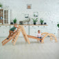 4in1 Montessori Klettergerüst Set: Kletterdreieck mit Rutsche, Kletterbogen, Kletternetz, für Kinder 1-7 Jahre – Beige-0