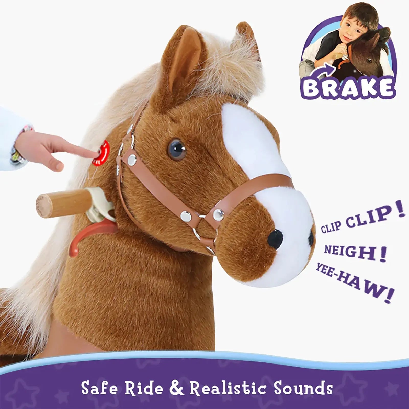 Ride-on pony toy Age 4-7 Brown（UK&EU in Stock）-2
