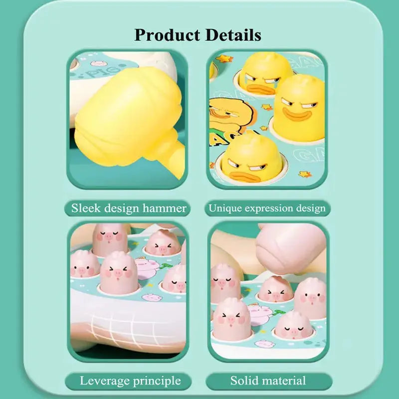 Educational Duck, Frog & Pig Hammer Toy-4