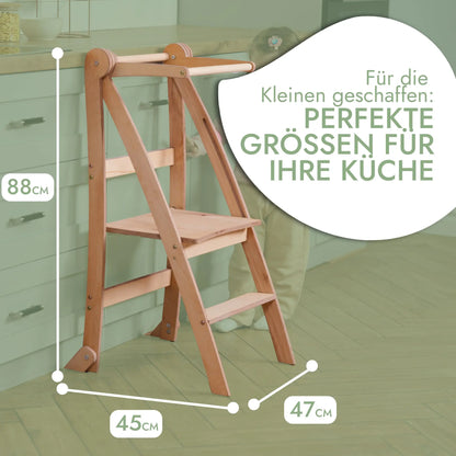 Holz Lernleiter Montessori: Hocker für Kinder - Beige-1