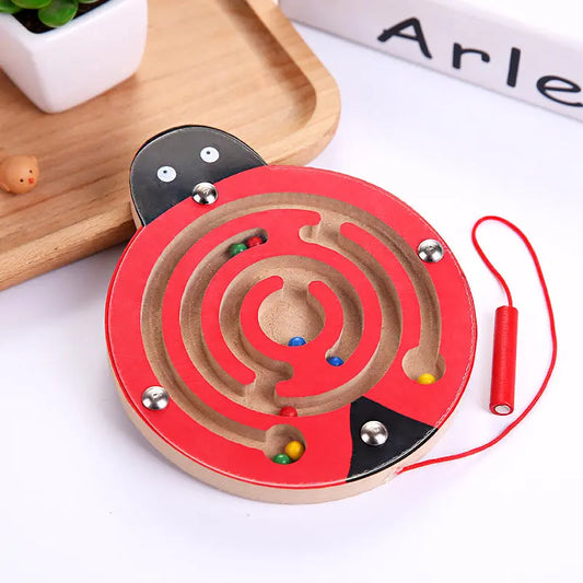 Magnetic Pen Ball Maze Animal Track Educational Wooden Toy-0
