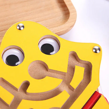 Magnetic Pen Ball Maze Animal Track Educational Wooden Toy-4