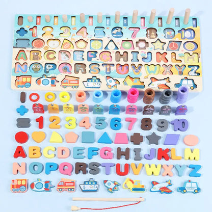 Montessori Wooden Math Fishing Board Educational Toy for Kids, 1-3 Years Old-4