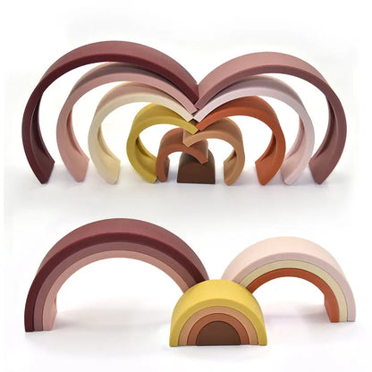 Rainbow Silicone Building Blocks for Early Education-2