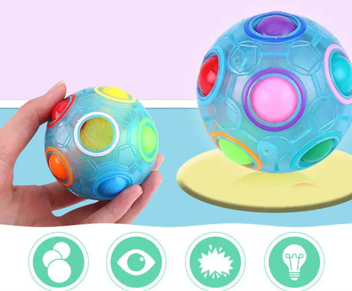 Stress-Relieving Rainbow Ball Puzzle Cube for Kids-4