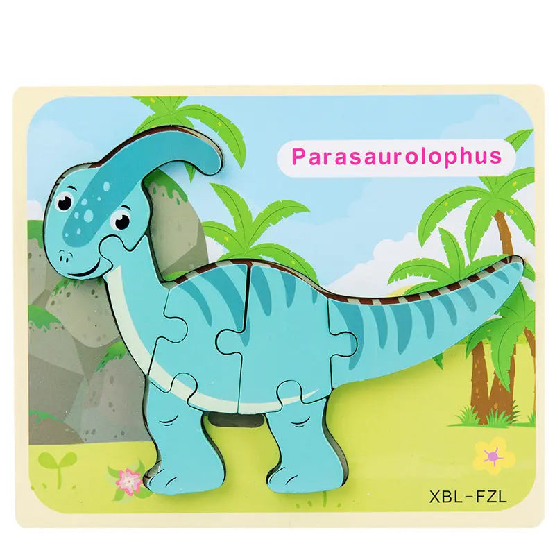 Wooden Dinosaur 3D Puzzle Jigsaw Set for Kids-14