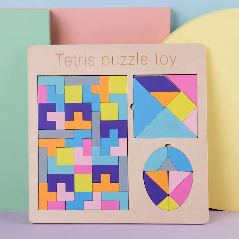 Wooden Tetris Puzzle Educational Toy for Kids-5