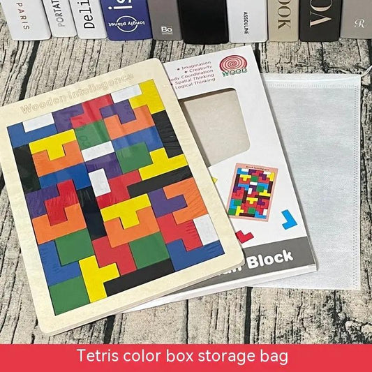 Wooden Tetris Puzzle Educational Toy for Kids-10