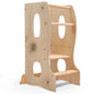 Stabiler Montessori Lernturm: Mitwachsender Kinderstuhl aus Holz – Beige-0