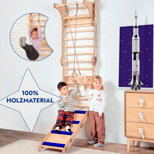 Apollo Schwedische Wand / Kletterleiter für kleine Astronauten + Mondschaukel-Set + Rutschbrett-1
